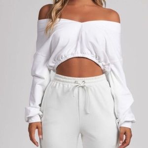 Meshki Wide V-Neck Cropped Jumper - White - XS